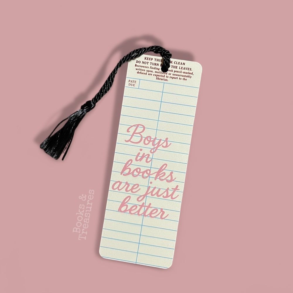 Boys in Books Are Just Better | Metal Bookmark | Vintage Library Card Style